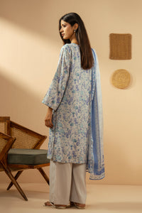 PRINTED RAW SILK STITCHED 3 PIECE SUIT