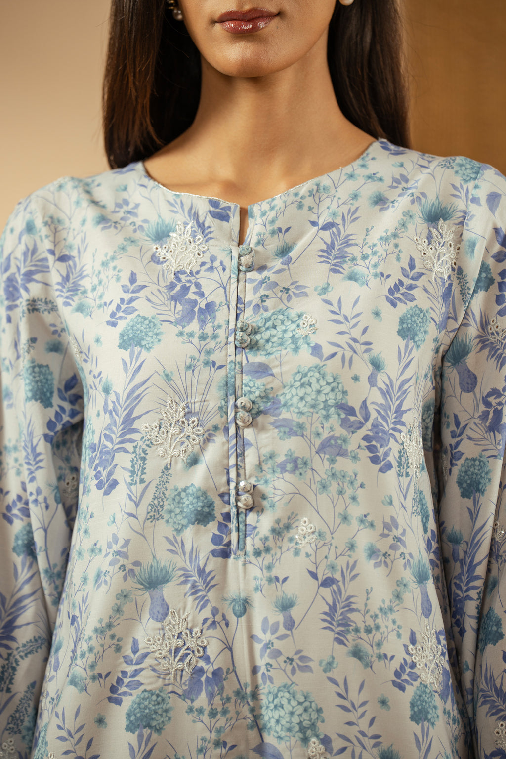 PRINTED RAW SILK STITCHED 3 PIECE SUIT