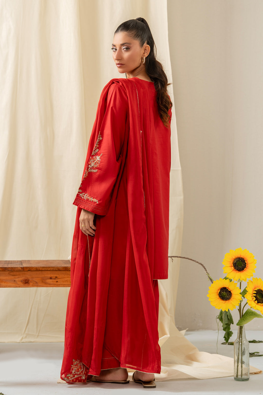 STITCHED EMBROIDERED CAMBRIC SUIT