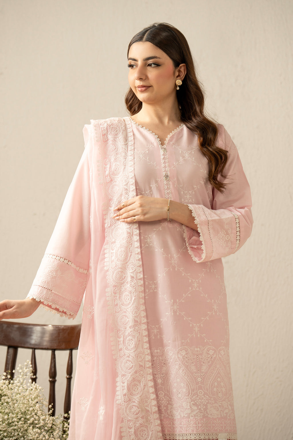 EMBROIDERED CHIKANKARI LAWN STITCHED 3 PIECE SUIT