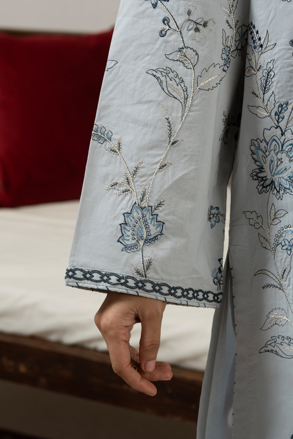 EMBROIDERED CAMBRIC STITCHED 3 PIECE SUIT