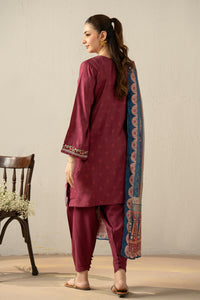 EMBROIDERED RAW SILK STITCHED 3 PIECE SUIT