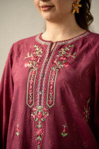 EMBROIDERED RAW SILK STITCHED 3 PIECE SUIT