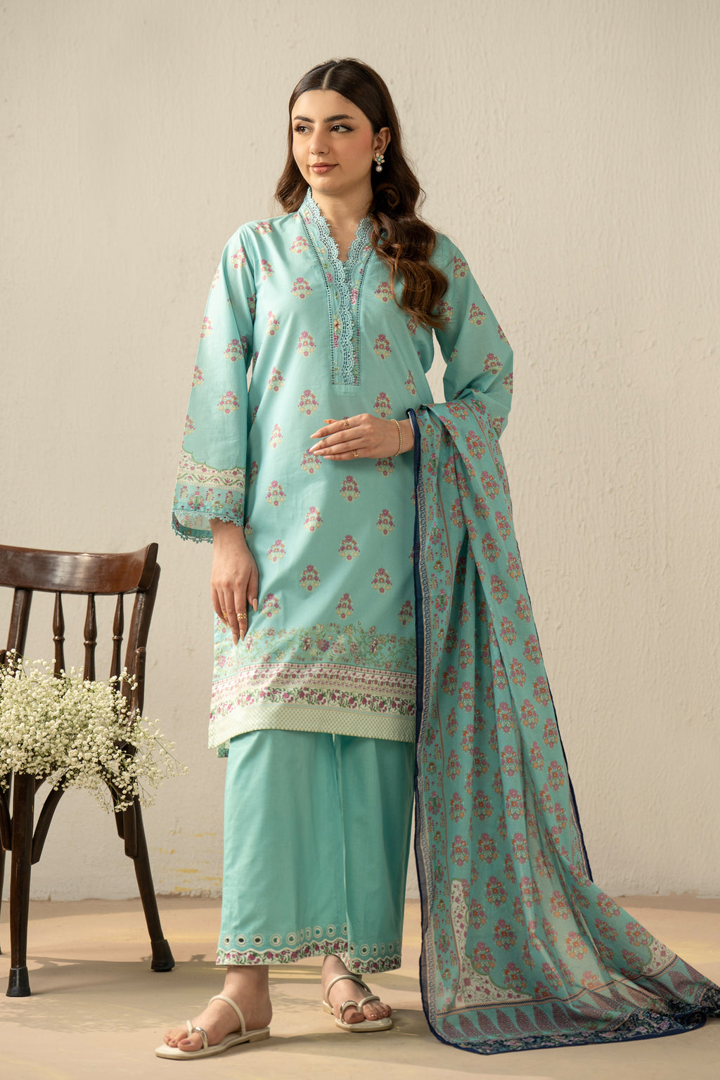 EMBROIDERED LAWN STITCHED 3 PIECE SUIT