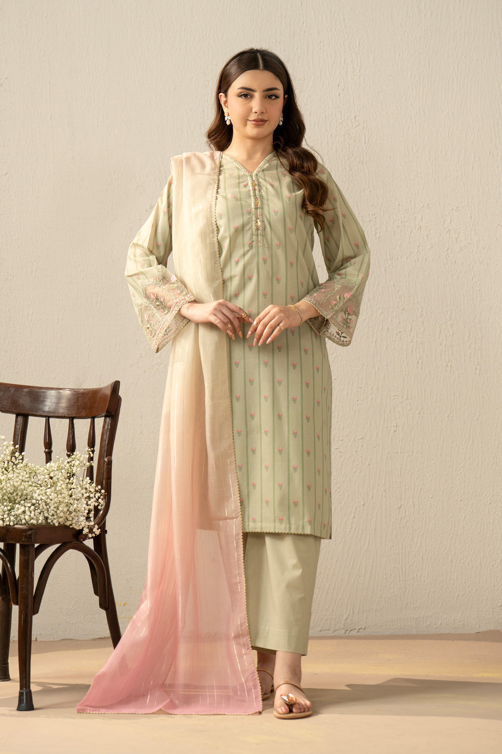 EMBROIDERED MYSURI LAWN STITCHED 3 PIECE SUIT