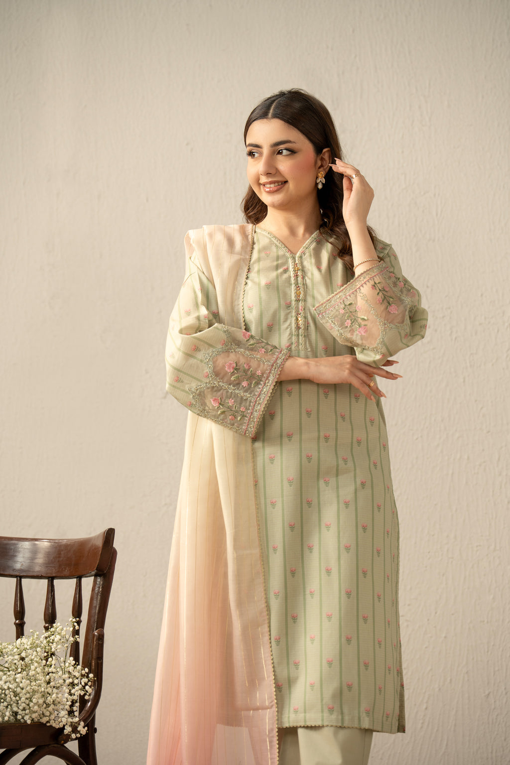 EMBROIDERED MYSURI LAWN STITCHED 3 PIECE SUIT