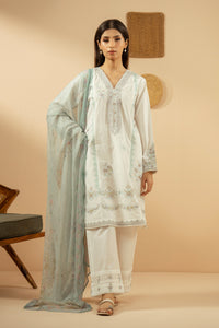 EMBROIDERED CAMBRIC STITCHED 3 PIECE SUIT