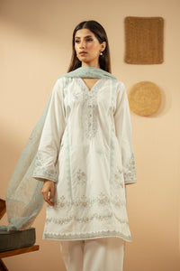 EMBROIDERED CAMBRIC STITCHED 3 PIECE SUIT