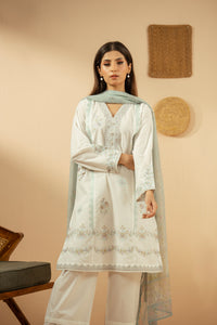 EMBROIDERED CAMBRIC STITCHED 3 PIECE SUIT
