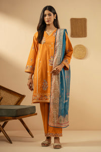 EMBROIDERED CAMBRIC STITCHED 3 PIECE SUIT