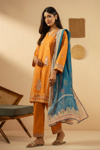 EMBROIDERED CAMBRIC STITCHED 3 PIECE SUIT