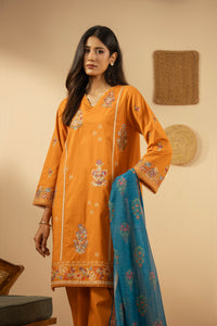 EMBROIDERED CAMBRIC STITCHED 3 PIECE SUIT