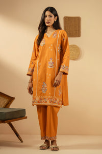 EMBROIDERED CAMBRIC STITCHED 3 PIECE SUIT
