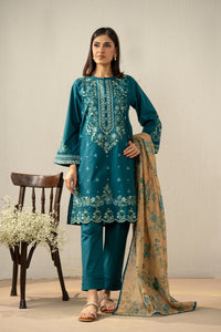 EMBROIDERED CAMBRIC STITCHED 3 PIECE SUIT