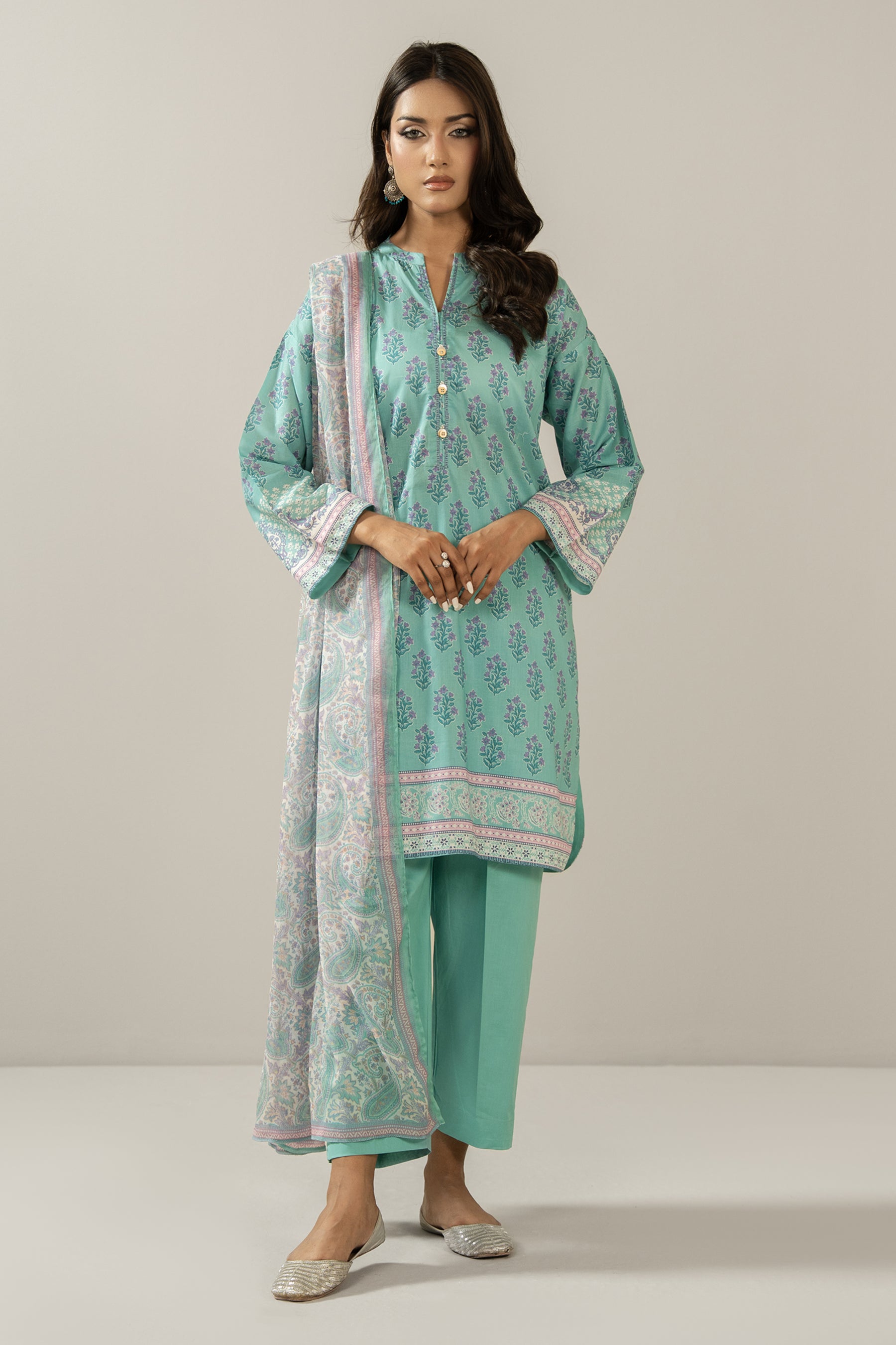 PRINTED LAWN STITCHED 3 PIECE SUIT