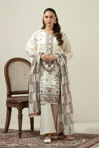 EMBROIDERED CAMBRIC STITCHED 3 PIECE SUIT
