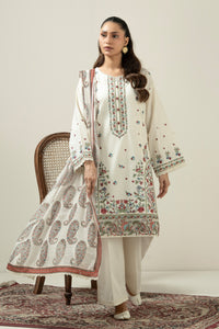 EMBROIDERED CAMBRIC STITCHED 3 PIECE SUIT
