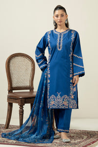 EMBROIDERED CAMBRIC STITCHED 3 PIECE SUIT