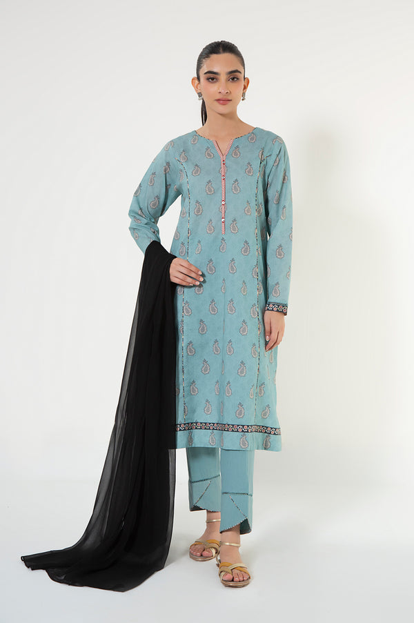 Unstitched 3 Piece Printed Lawn Suit