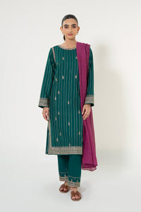 Unstitched 3 Piece Embroidered Jacquard Suit