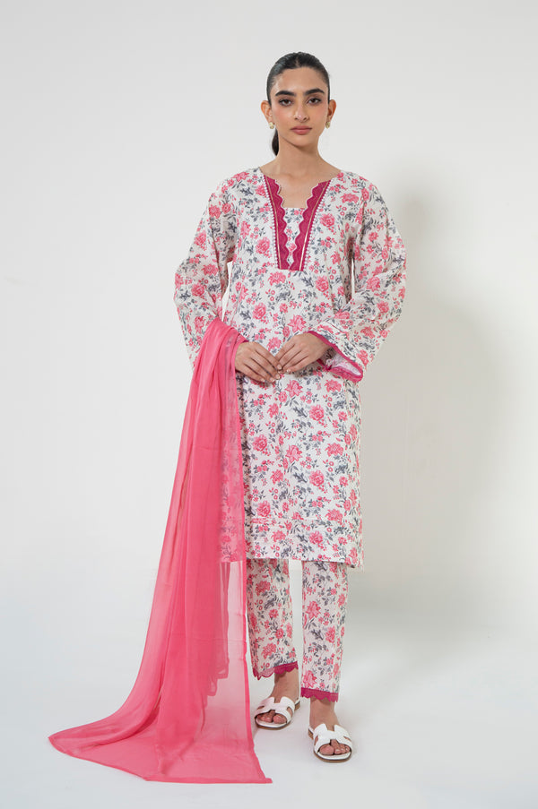 Unstitched 3 Piece Printed Cambric Suit