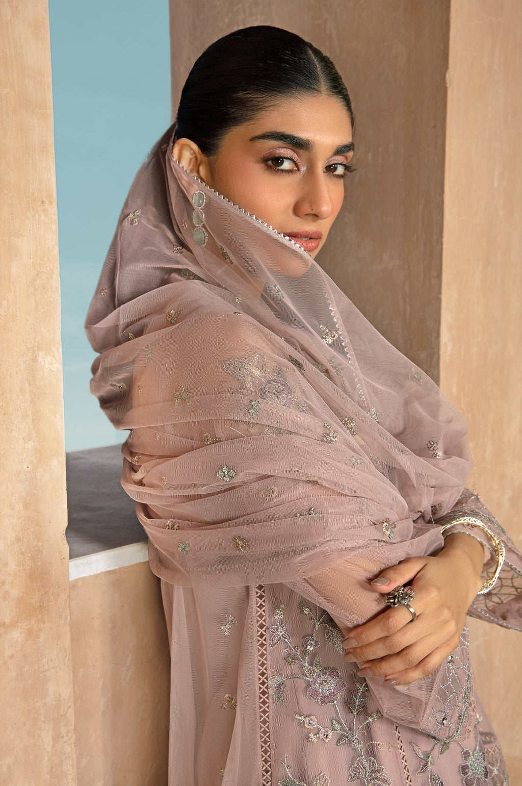 Unstitched 2 Piece Embroidered Net Suit