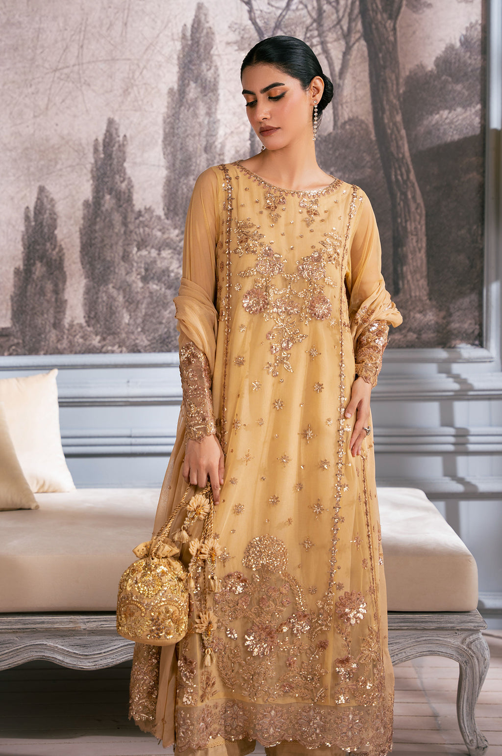 UNSTITCHED EMBROIDERED SUIT
