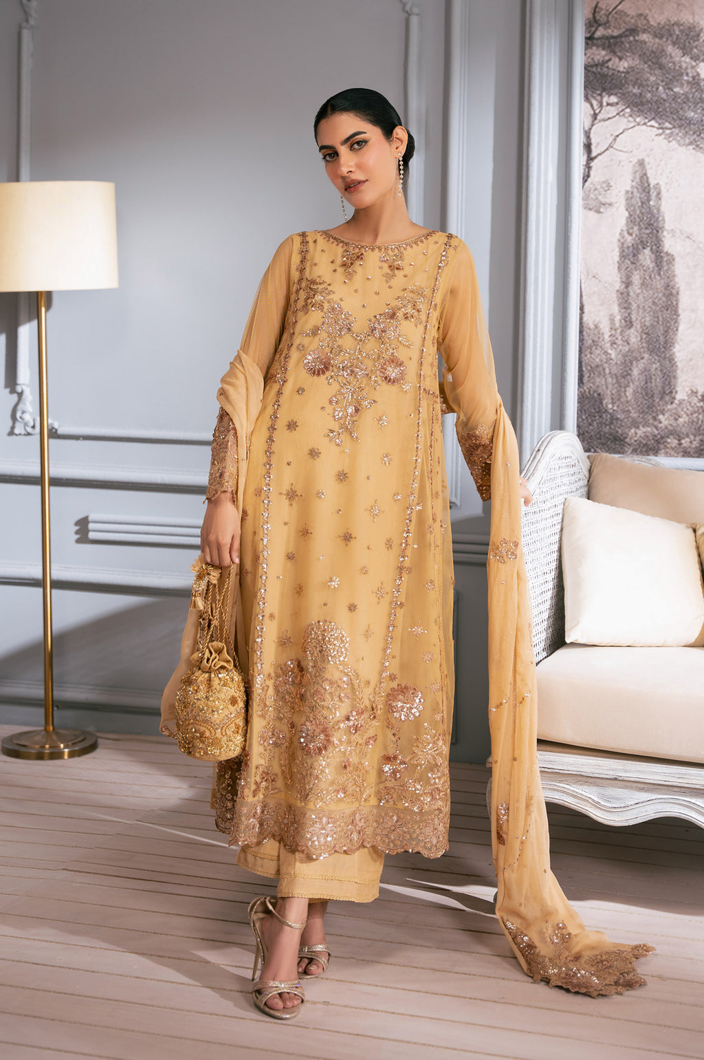 UNSTITCHED EMBROIDERED SUIT