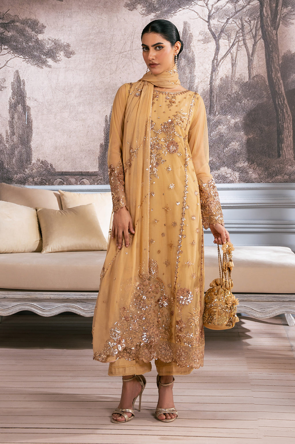 UNSTITCHED EMBROIDERED SUIT