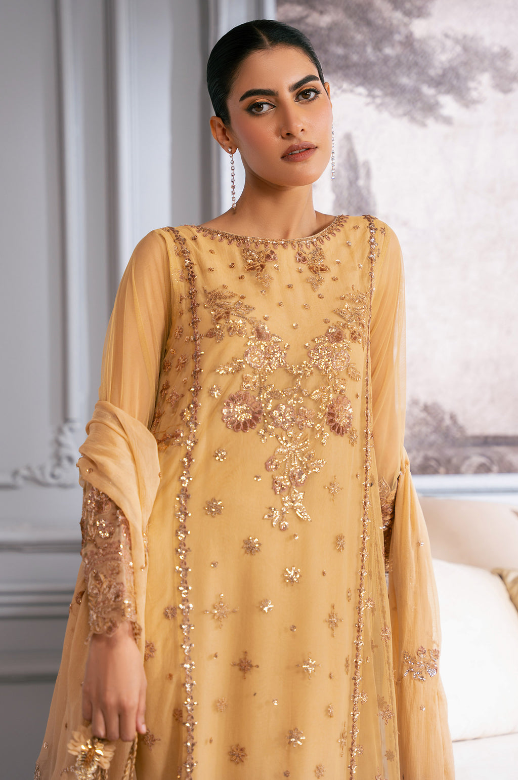 UNSTITCHED EMBROIDERED SUIT