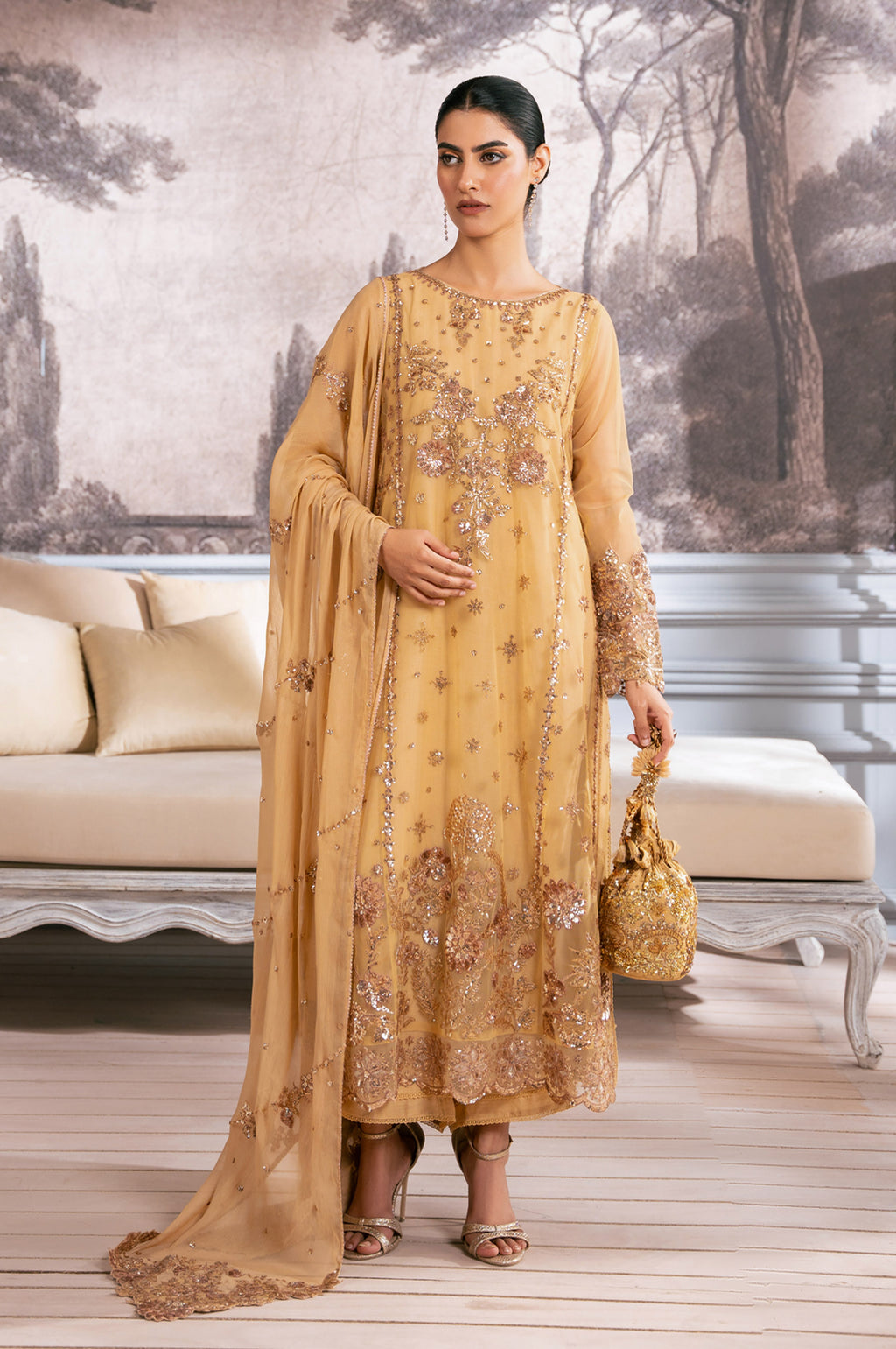 UNSTITCHED EMBROIDERED SUIT
