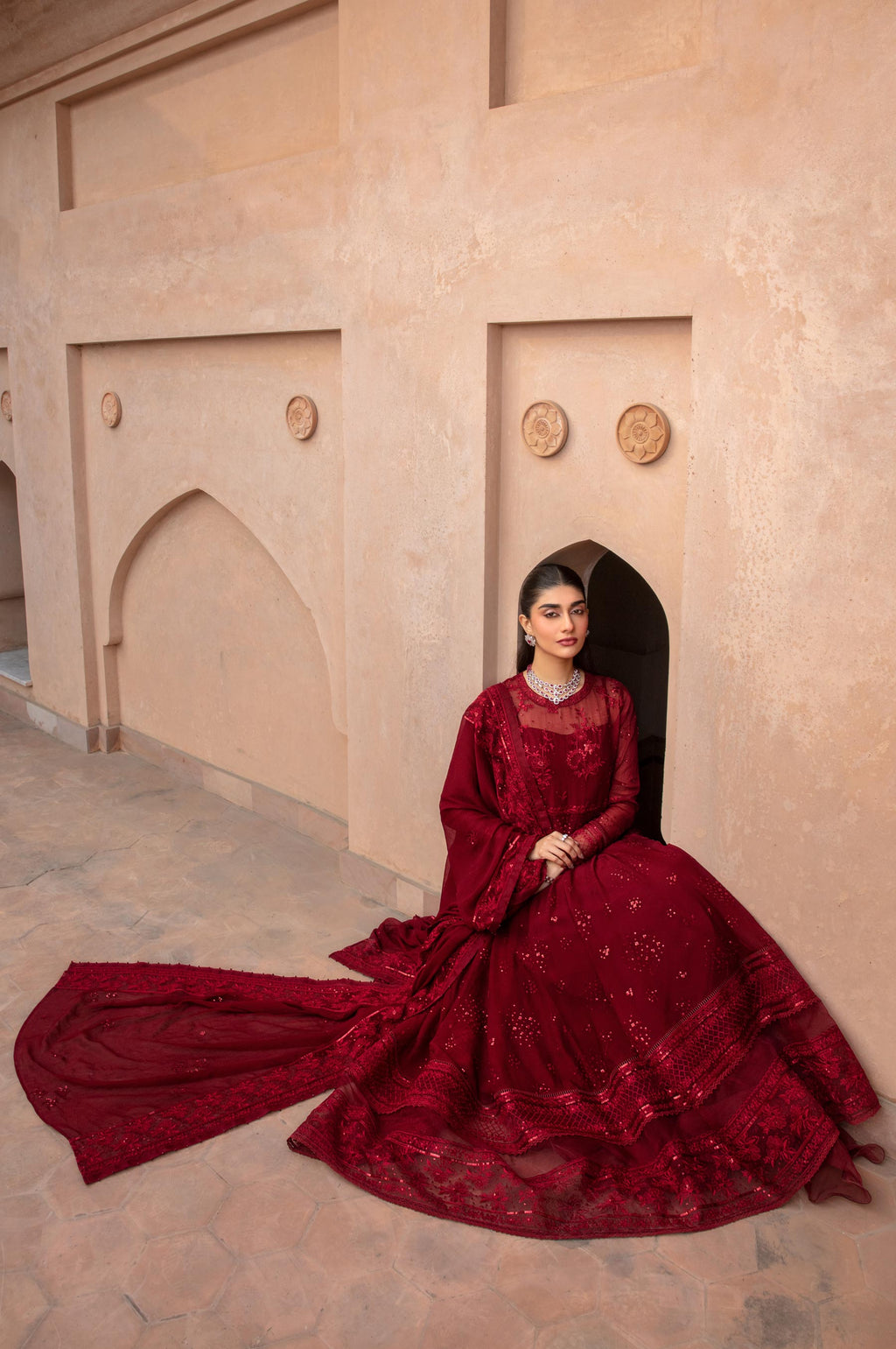 3 Piece Embroidered Chiffon Suit