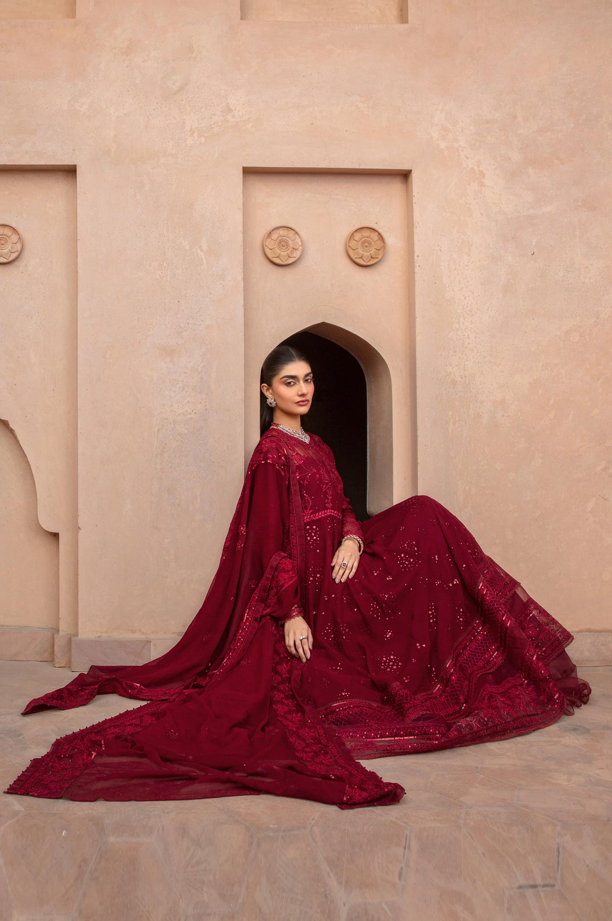 Unstitched 3 Piece Embroidered Chiffon Suit