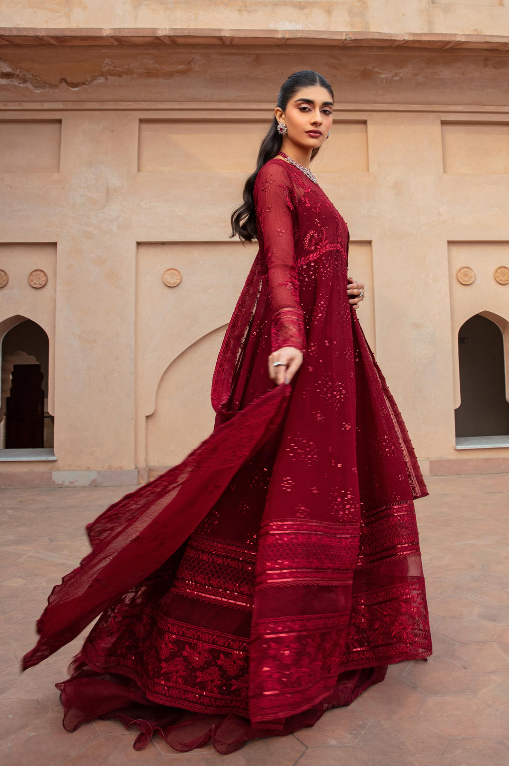 3 Piece Embroidered Chiffon Suit