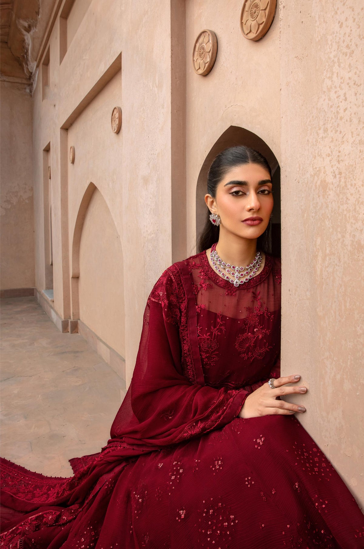 Unstitched 3 Piece Embroidered Chiffon Suit