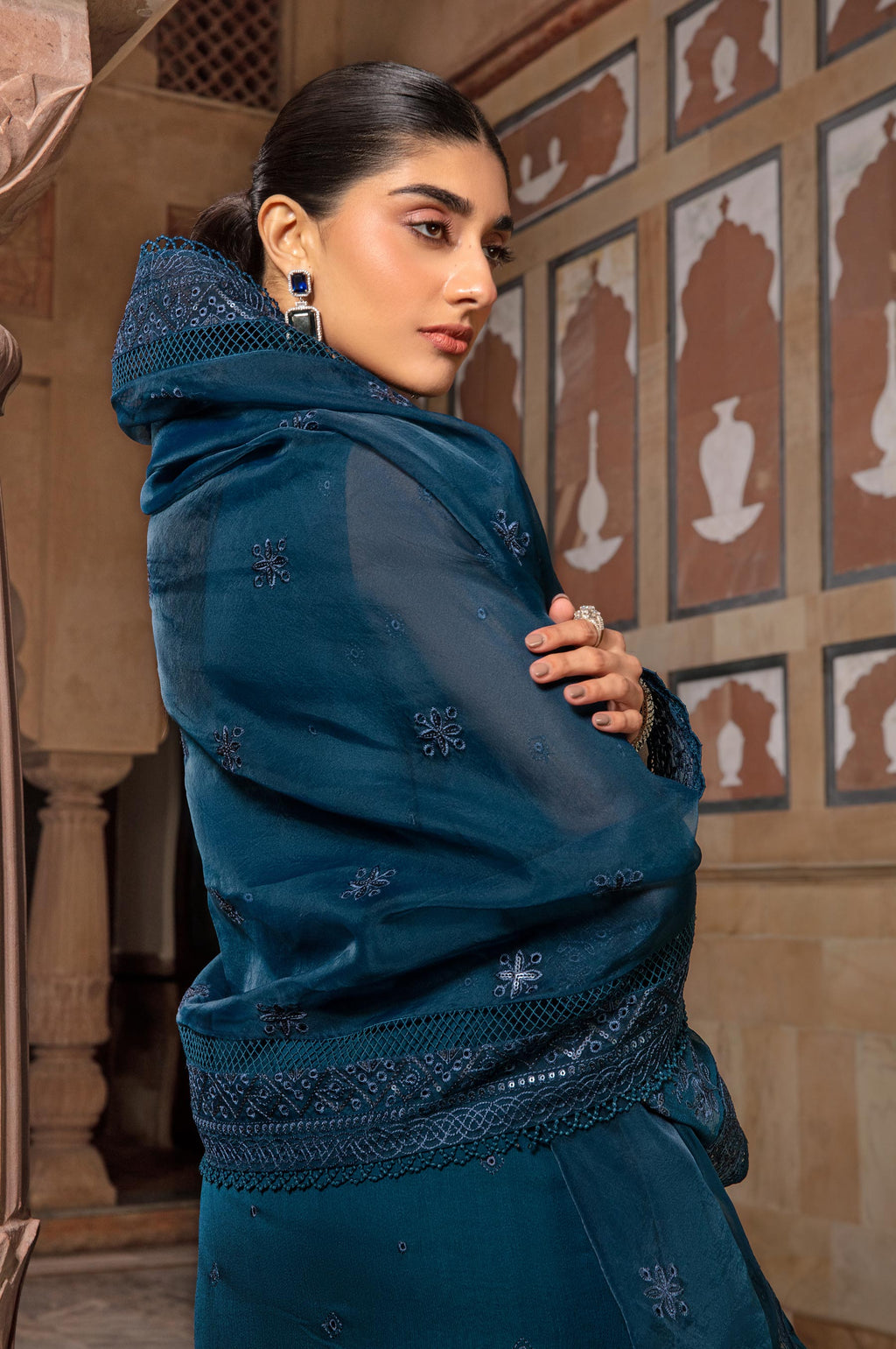 3 Piece Embroidered Chiffon Suit
