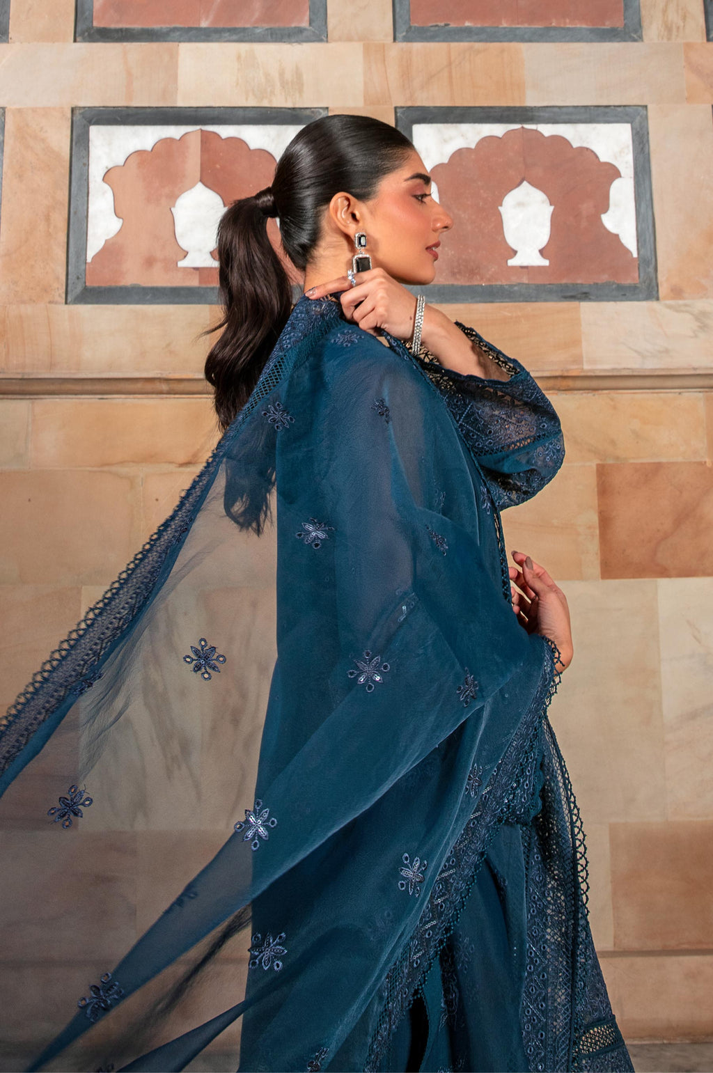 3 Piece Embroidered Chiffon Suit