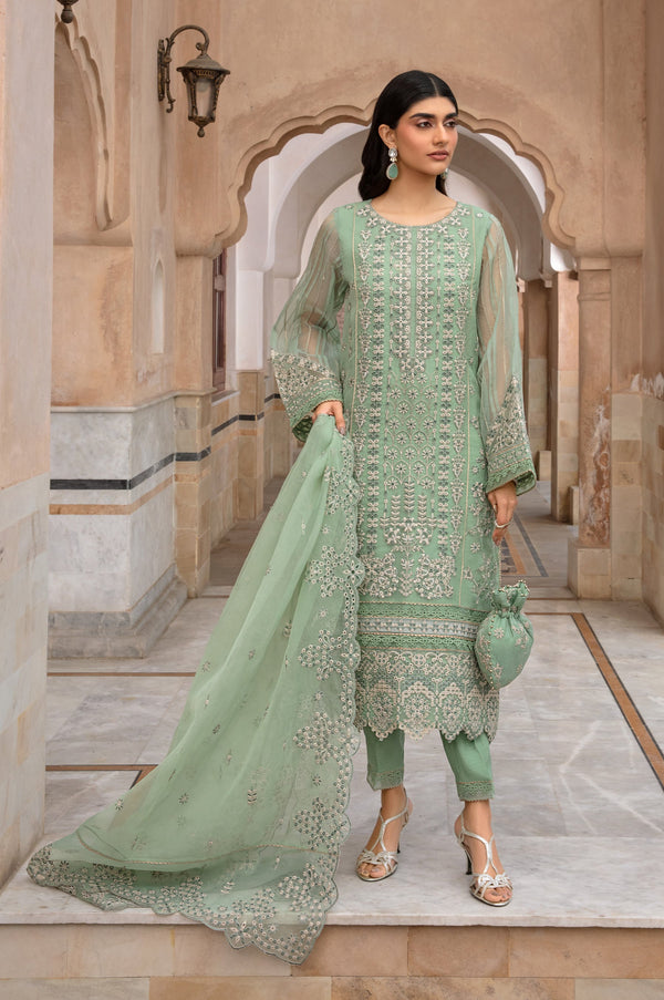 3 Piece Embroidered Organza Suit