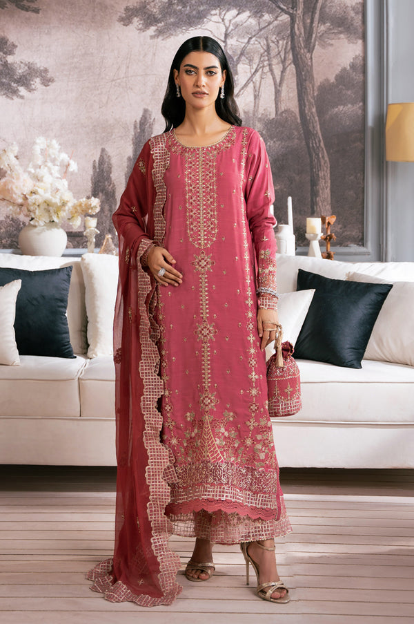 Unstitched 3 Piece Embroidered Organza Suit