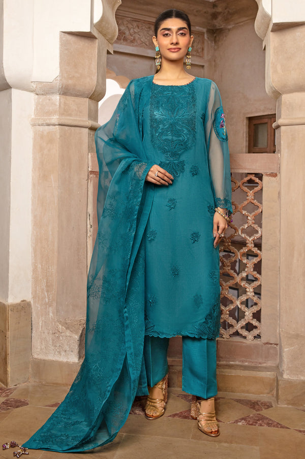 3 Piece Embroidered Organza Suit