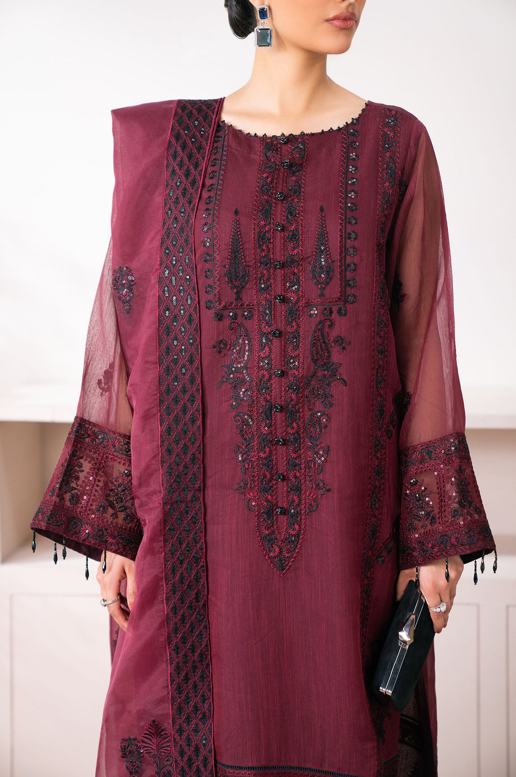 3 Piece Embroidered Semi Formal Suit