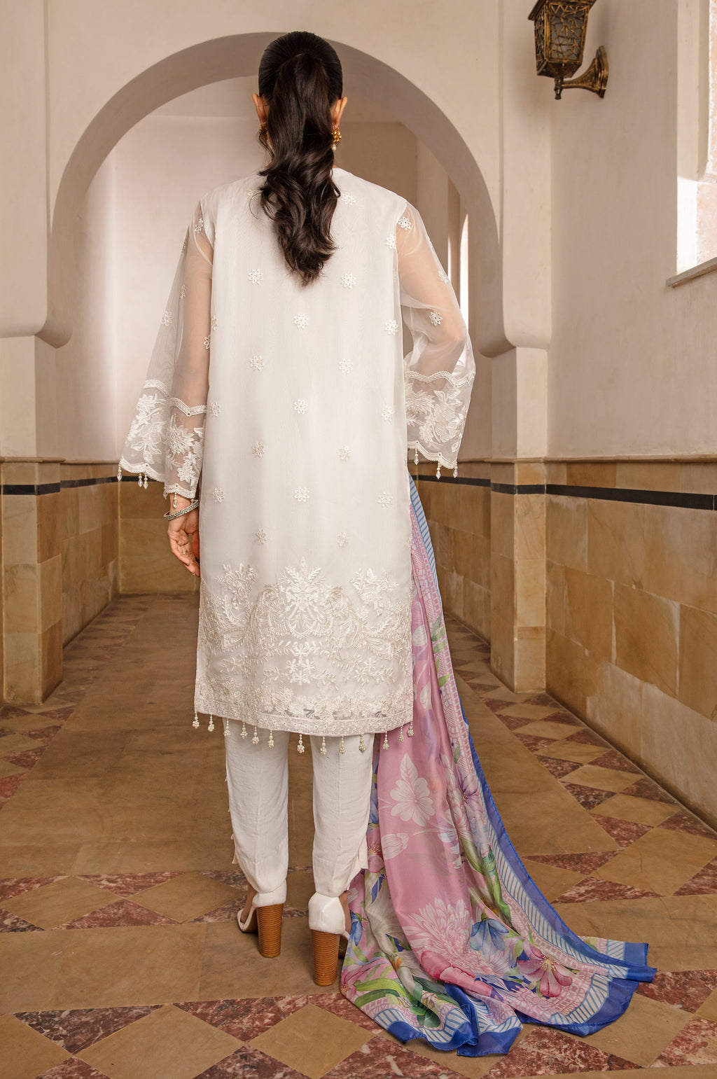 Unstitched 3 Piece Embroidered Organza Suit