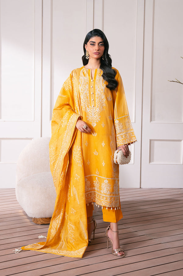 Unstitched 3 Piece Embroidered Manar Semi Formal Suit