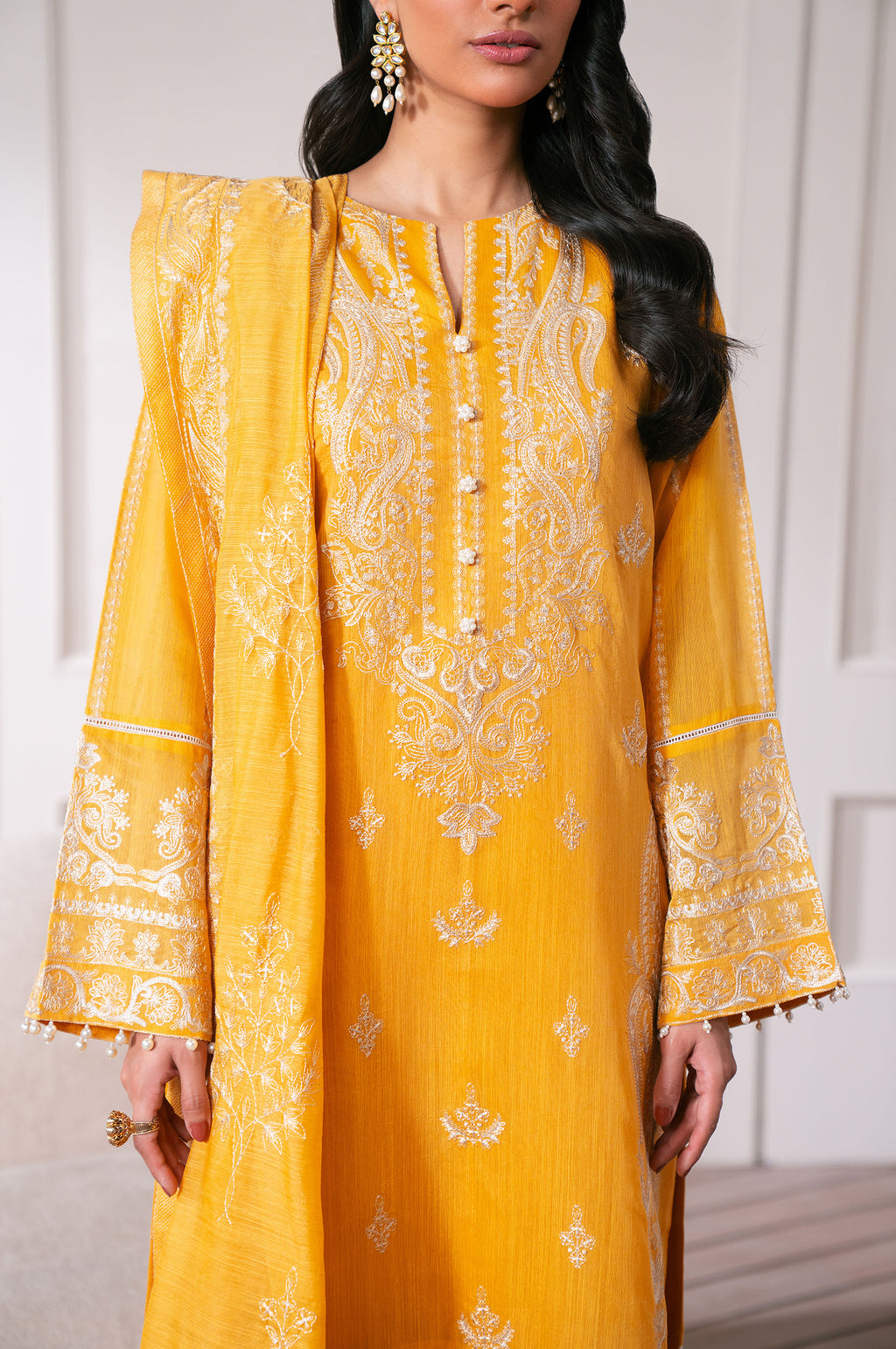 Unstitched 3 Piece Embroidered Manar Semi Formal Suit