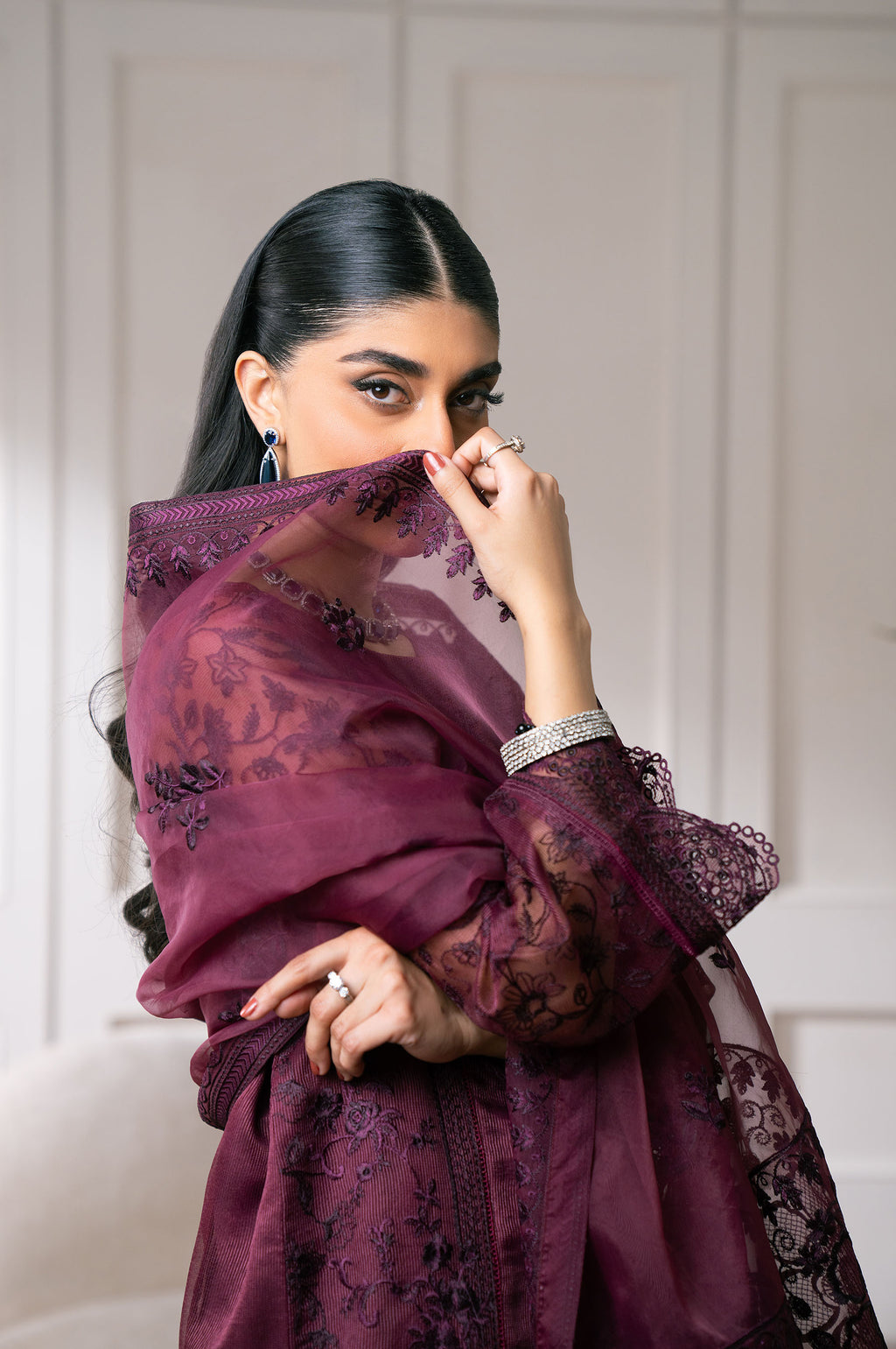 Unstitched 3 Piece Embroidered Semi Formal Suit