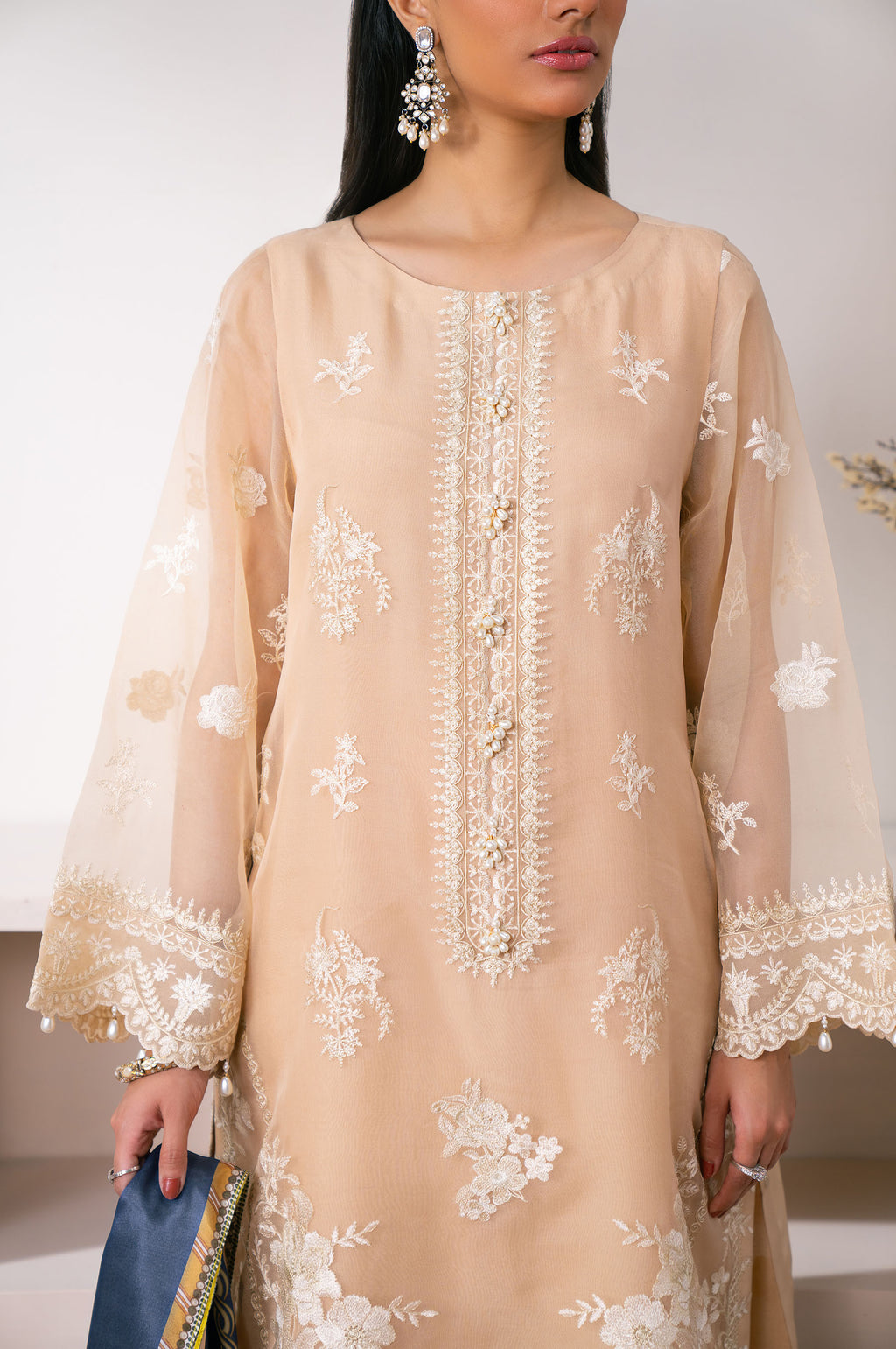 Unstitched 3 Piece Embroidered Semi Formal Suit