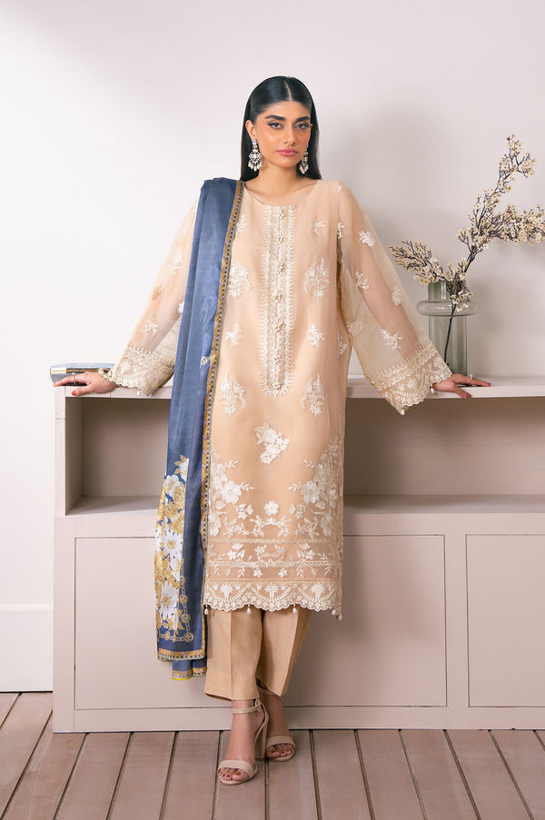 Unstitched 3 Piece Embroidered Semi Formal Suit