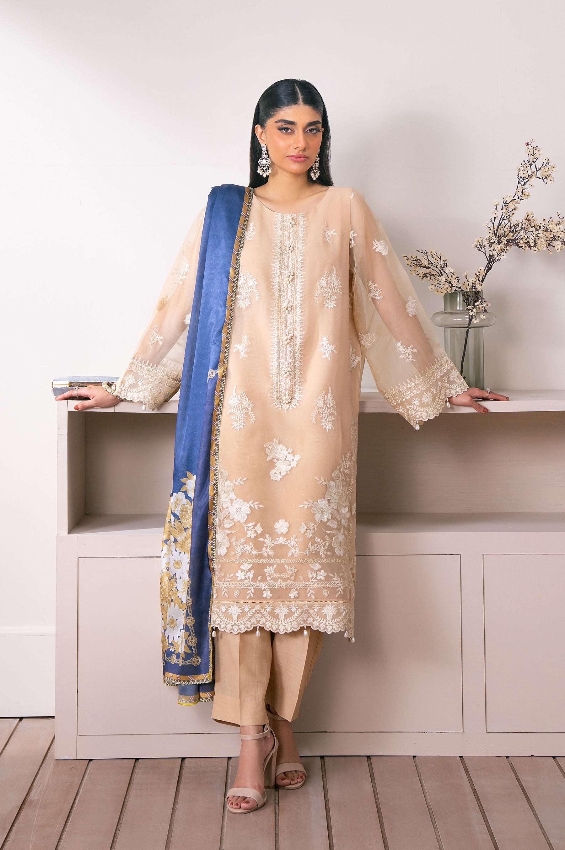 3 Piece Embroidered Semi Formal Suit