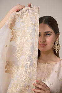 EMBROIDERED ORGANZA STITCHED 3 PIECE SUIT