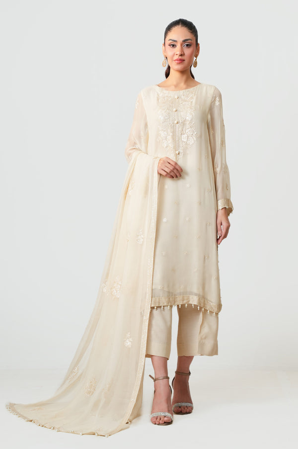 3 Piece Embroidered Chiffon Suit